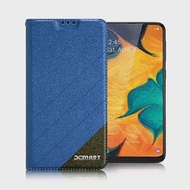 Xmart for Samsung Galaxy A40s 完美拼色磁扣皮套藍