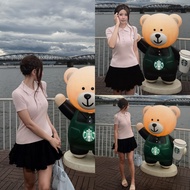 CÉLICE~ < 58KG Women's pink and white polo shirt women's polo shirt main women's shirt women's polo 