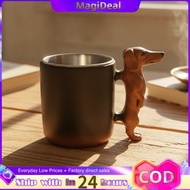 magideal Sculpted Dachshund Mug Novelty Wiener Dog Coffee Mug Quirky Drinkware for Office