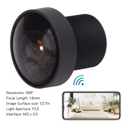 Fisheye Wide Angle Lens 5MP Single Board Fisheye Wide Angle Lens Clear Image Versatile X 0.5 1.8mm F