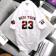 New york23 short-sleeved distro t-shirt made of 24s cotton