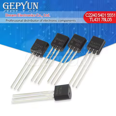 100pcs 2N5401 2N5551 TL431 TL431A 78L05 2SA970 2SC2240 2N7000 2SA992 2SC1845 A970 A2240 N7000 SA992