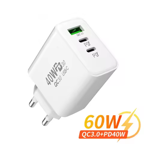 PD 60W Fast Charger 3Ports USB C Wall Charger Adapter EU US Plug For iPhone Xiaomi Samsung Quick Cha