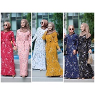 FLORAL DRESS MUSLIMAH PLEATED KAIN PALAS TAK JARANG TAK PAYAH GOSOK IRONLESS MAXI LONG DRESS VIRAL JUBAH BAJU MENGANDUNG