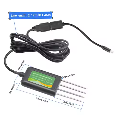 8-in-1 Soil Tester NPK PH Meter EC Temperature Humidity Fertility Detector IP68 Waterproof Sensor fo
