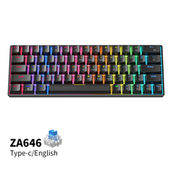 ZIFRIEND ZA646 63 Keys Mechanical Keyboard Wired Gaming Keyboard RGB Backlit 3 Pin Hot Swappable Blu