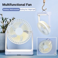 【SG Stock】Portable Fan Battery Ceiling Fan With Light USB Fan Desk Table Fan Mini Fan Strong Wind