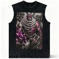 2026 Pure Cotton Y2k Loose One-Piece Retro Washed Vest Anime Printed Male European Size Sleeveless T