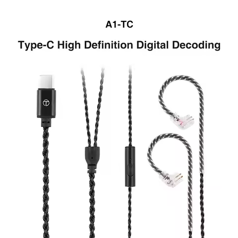 TRN A1-TC Type C Wired Earphones Cable Upgraded Silver Plated With Microphone Headphone Cables In Ea