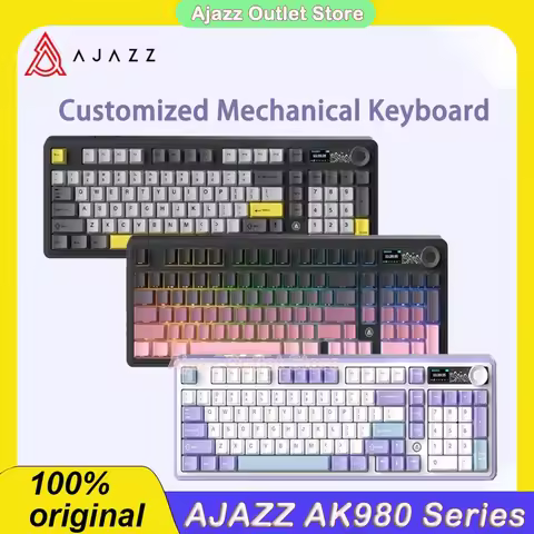 AJAZZ AK980 Series RGB Wireless Mechanical / Wired Magnetic Switches Hot-swappable PBT Keycaps, Low-