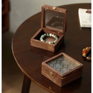 Solid Wood Begonia Flower Glass Crystal Bracelet Storage Box Bracelet Bracelet Gift Box Jewelry Box 