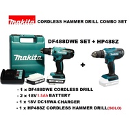 MAKITA 18V(G-Battery) DF488DWE CORDLESS DRILL / HP488DWE CORDLESS HAMMER DRILL / COMBO SET (DF488DWE