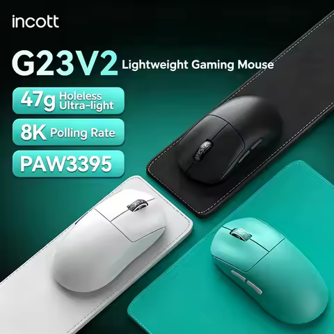 INCOTT G23 V2 SE Wireless E-sports Mouse 47g Ultra Light PAW3395 3-Mode 8K Polling Rate Hot Swap Erg