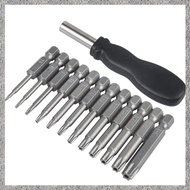 (E M K O) 12 Pack Torx Head Screwdriver Bit Set 1/4 Inch Hex Shank T5-T40 Star Screwdriver Tool Kit with 1 Pack Handle