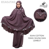 [NEW]✘❀Telekung Cotton Travel Sulam Bunga Kain Sembahyang Dewasa Shakirah Percuma Beg