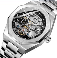 ⌚2022 Forsining Tourbillon Wrap Mens Skeleton Watch Stainless Steel Gold Watch Men Automatic Mechanical Watches Relogio Masculino