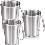 Flutesan 3-Piece Set Stainless Steel Measuring Cup with Handle for Latte Art, Pouring Water 2/4/8 Cu