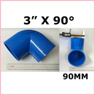 PVC ELBOW 90MM BLUE FOR CLEAN WATER --------------------------------------------- PVC ELBOW 3" X 90