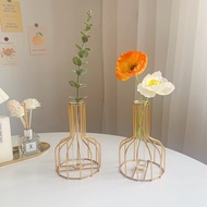 Nordic Decor Gold Glass Vase Hydroponic Vase Ornaments Minimalist Aesthetic Room Decor Flower Vase for Home Decor