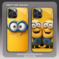 HW-6 Charming Minions Glass Casing for iphone 14 15 Plus Pro Max