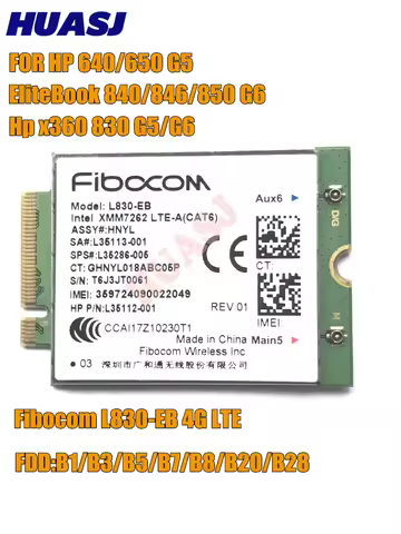 HUASJ L830-EB 4LTE WWAN Card For HP L35286-005 XMM 7262 LTE-Advanced Cat6 300Mbps for 640 650 G5 840