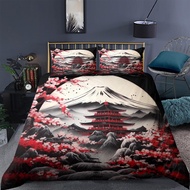 Japanese Building Duvet Cover Sets for Teens Queen Size Quilt Covers Lightweight Down 2 Pillowcases 