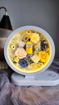 公仔永生花 藍芽音樂+手機無線充 多功能夜燈 客製化設計