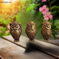 [WoodAron] 1Pcs Bookshelf Decoration Vintage Brass Owl Statue Ear Covering Animal Sculpture Desktop 