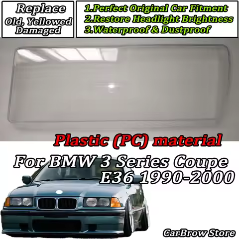 For Bmw 3 Series 3er Coupe M3 E36 1990-2000 PC Plexiglass Headlight Cover Transparent Lampshade Lamp