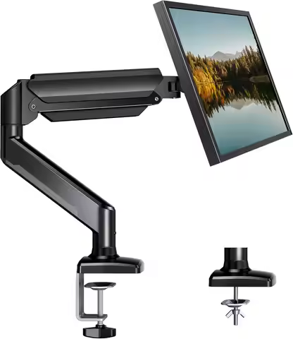 Adjustable Gas Spring Monitor Arm for 13-34 Inch Screens, VESA 75/100mm, Ergonomic Desk Mount with C
