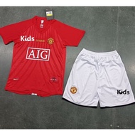 07 08 man utd kids football jersey with shorts ronaldo rooney children soccer sets