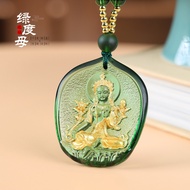 Green Tara Amulet Painted Gold Painted Glass Pendant Female Style Saving All Life Safe Pendant Class