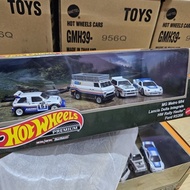 HOT WHEELS PREMIUM GARAGE BOX MG METRO 6R4, LANCIA DELTA INTEGRALE, HW RALLY HAULER, FORD RS200
