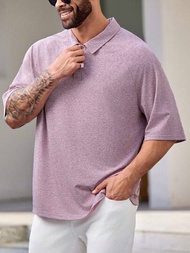 Manfinity Homme 男款大尺寸純色針織休閒短袖 Polo 衫