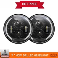 7 Inch H4 LED Round Work Light Dual Color Halo Angel Eyes Hi/Lo Beam 12V 24V Ready Stock Fit Jeep Wr