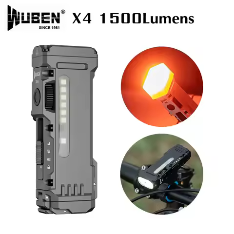 WUBEN X4 RGB Flashlight Rechargeable EDC Waterproof Portable Multi Functional Torch 1500Lumens Bike 