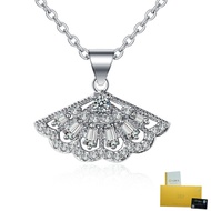 With Gra Certificate- Pt950 Platinum Fan Necklace Hollow Moissanite Pendant White Diamond Clavicle C