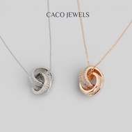 CACO 18K Rose Gold Vermeil 925 Silver Necklace with Premium Zirconia Diamond "Gemini" (1 Piece)