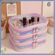 AKIYAMAMIO Transparent Zipper Hard Bag, Multifunctional Stack Combination Transparent Laser Storage 