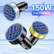 XJDR 1pc 10-Port USB + Type-C Fast Charging Car Phone Charger Adapter 4-Port USB Car Charger Type C 