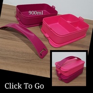 Tupperware Click To Go 900ml (1)Non Divided / Divided 22.2cm(L) x 14.3cm(W) x 5.3cm(H)Retail Price S