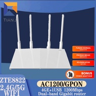 Used ZTE E8822 2.4G&5Ghz dual band 5GE port Router 1200Mbps Gigabit wifi router with US Adapter