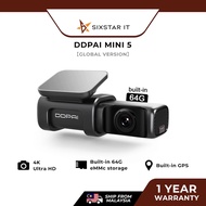 DDPAI Dash Cam Mini 5 High Resolution 2160P (4K) Ultra HD Car Dashcam (Built in 64 GB eMMC Storage)