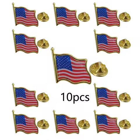 10/20/100pcs American Flag Waving Lapel Pins United States USA Badge Pin Patriotic Enamel Suit Jacke