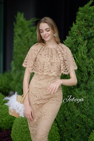 Jebeya Ruffle Dress in Golden (สีทอง)
