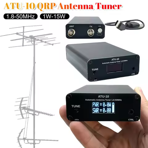 ATU-10 Automatic Antenna Tuner 1.8-50MHz Antenna Automatic Tuner 0.91 Inch OLED Display Automatic An