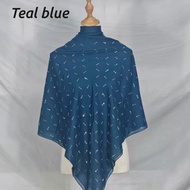 ZIE FASHION - Tudung bawal cotton voile bidang 50’ in code Teal Blue (PRE-LOVED)