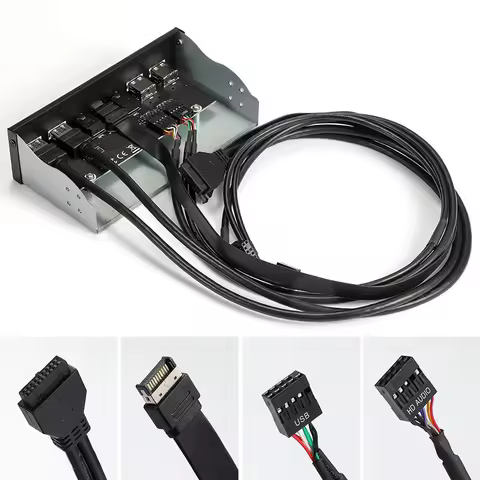 For PC USB 3.1 Type C + 2x USB3.0 + 2x USB2.0 Hub + HD Audio 3.5mm + Earphone MIC for 5.25" CD-ROM D