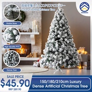 ODOROKU 150/180/210cm Premium Flocked Artificial Christmas Tree Luxury Premium 5ft 6ft 7ft White Christmas Tree Christmas Decors with Stand Durable Pine Tree for Home Office Shopping Center Party
