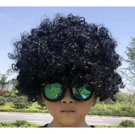 Rambut palsu Afro menyamar berdandan rambut kipas rambut palsu berwarna-warni badut lucu Hair